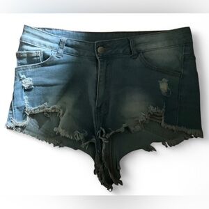 Shein Light Wash Short Distressed Denim Jean Shorts Size M